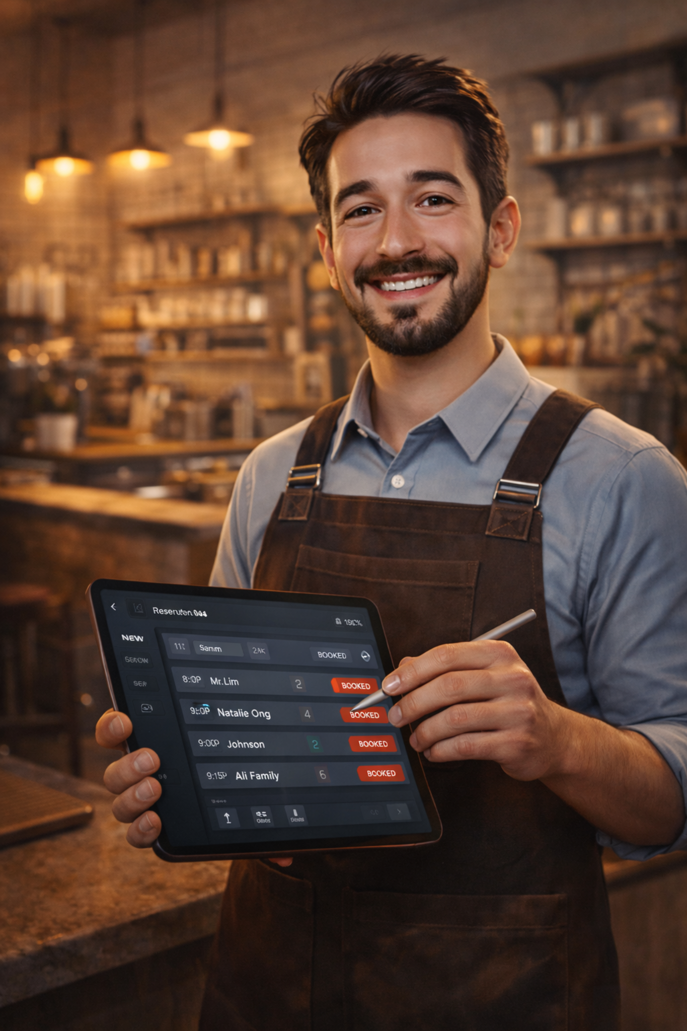 Staff urus booking guna tablet